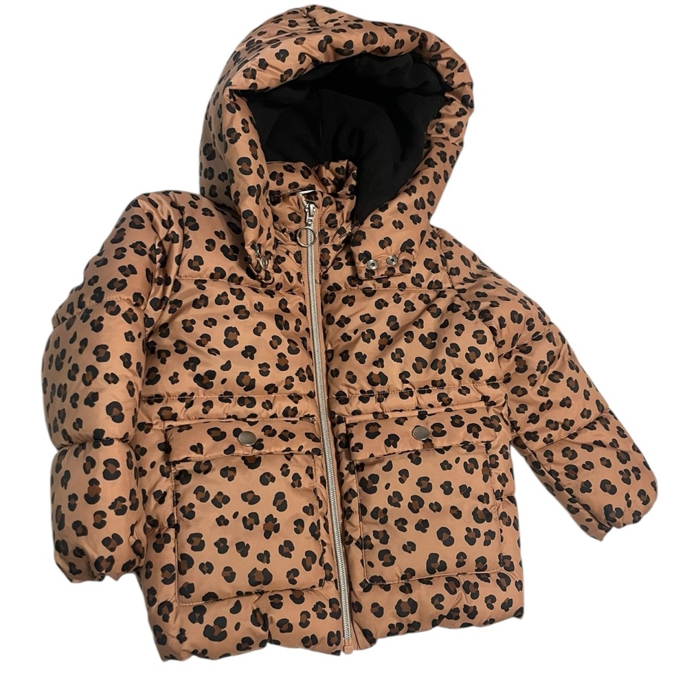 H&M Animal Print PADDED HOODED JACKET size 4Toddler unisex Detachable Hood
